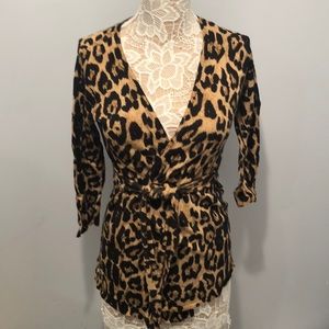 INC Leopard Wrap Sweater